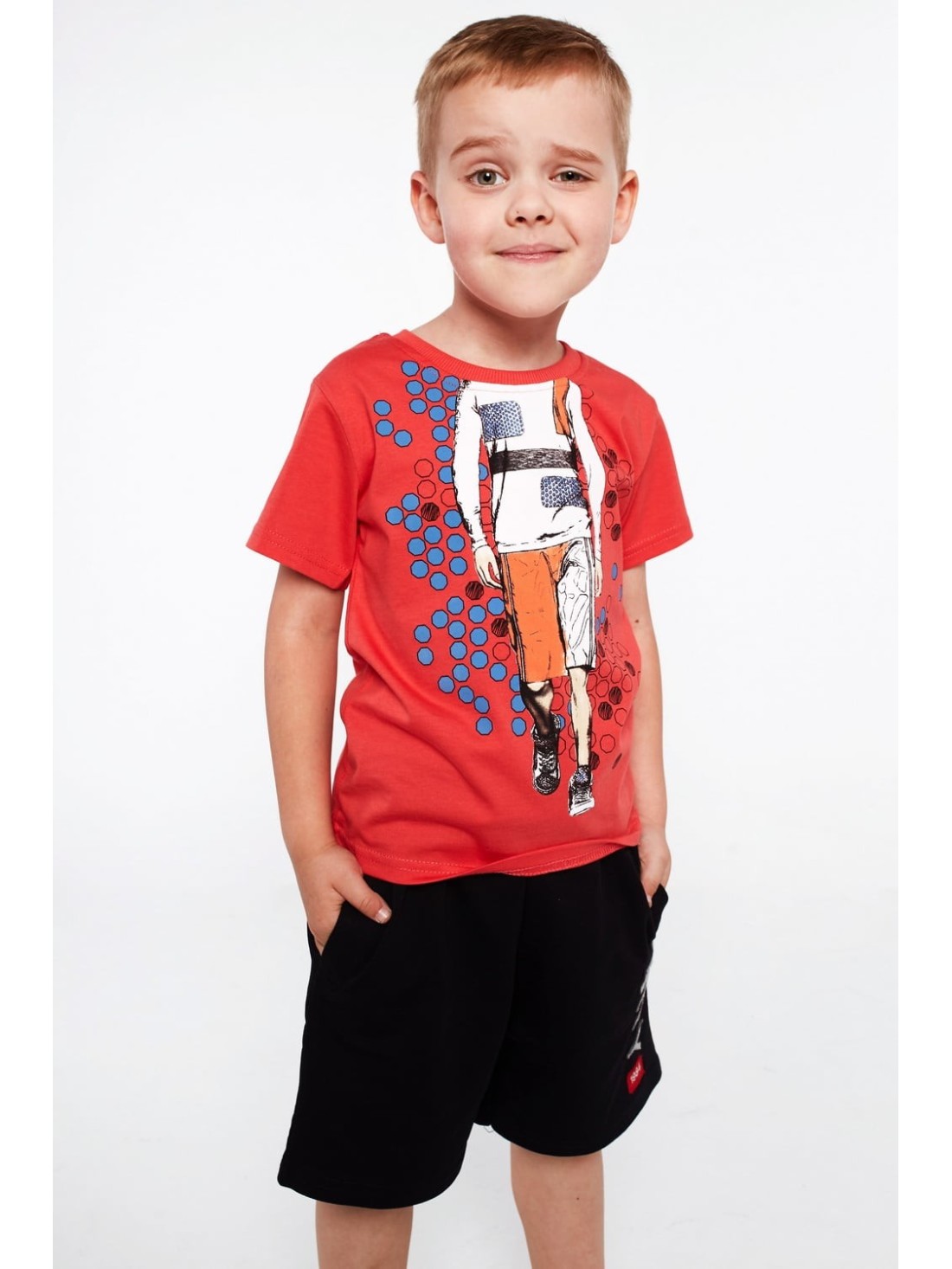 Boy\'s T-shirt with an application, red NDZ4463 - Online store - Boutique